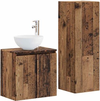vidaXL Juego De Muebles De Ba&ntilde;o 2 Uds. Madera Envejecida Vidaxl