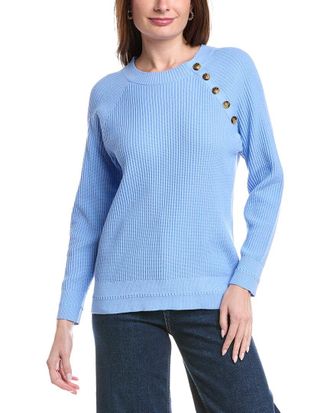 Jones New York Buttoned Shoulder Raglan Sweater
