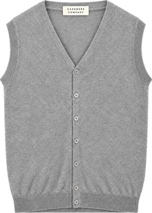 Cashmere Company Gilet Bottoni F.12 - Heren - V-hals truien - Grijs - XL - Katoen - Truien & Vesten