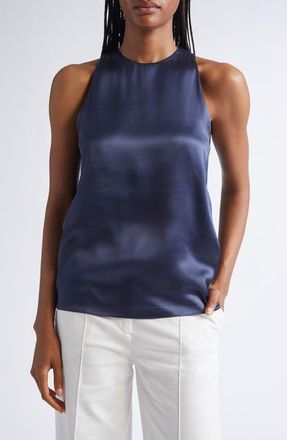 Eleventy Sleeveless Silk Satin Top in 11N New Blue at Nordstrom, Size 00 Us