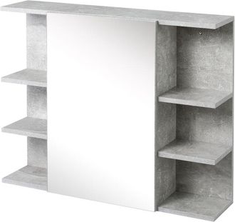 Kleankin Kleankin - Armadietto Specchiera Bagno a Parete con Anta e Mensole in Legno