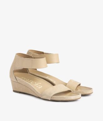 Pedro Garcia Comfort wedge sandal in beige suede | Wassila | Spring Summer 26 | PEDRO GARCIA