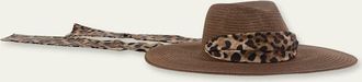 Eugenia Kim Cassidy Sun Hat with Leopard-Print Scarf