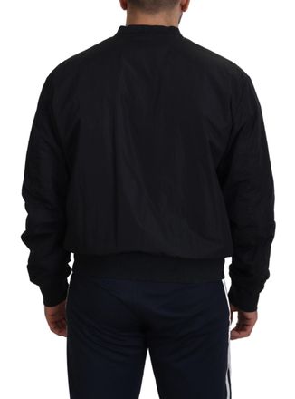 Dolce & Gabbana Mens Black Nylon Logo Bomber Zipper Jacket Clothing