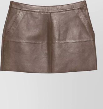 Parosh leather paneled mini skirt