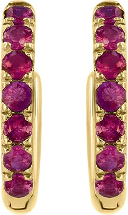 Effy 925 Gold Plated Silver pav&eacute; Ruby Huggie Earrings in Sterling Silvergold Plated at Nordstrom