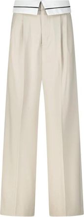 Rossi Elegante Wijde Pijp Broek Noa Kraag - Dames - Straight fit broeken - Beige - L - Broeken