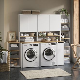 Vicco Conjunto De Muebles De Ba&ntilde;o Viktor, Blanco/roble Artesanal, 6 Partes, Vicco