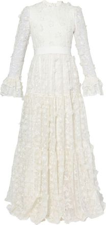 Erdem Alvaro floral-cutwork silk-organza gown - women - Silk/Acetate/Viscose - 16 - Neutrals