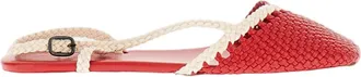 Hereu Woven Leather Slingback Flats with Adjustable Buckle Strap
