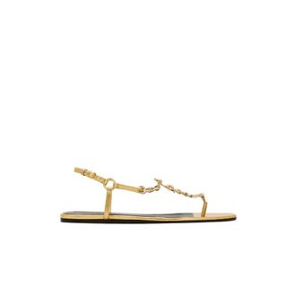 Maisons Skorpios Flat Sandals, female, Yellow, Size: 6 1/2 US Bianca Leather Sandals