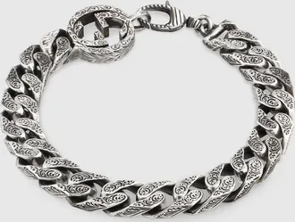 Gucci Interlocking Chain Bracelet, Size 16, Sterling Silver, Sterling Silver