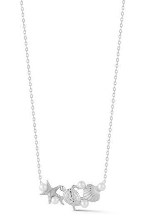 Glaze Jewelry Freshwater Pearl Shell & Sea Turtle Pendant Necklace in Silver at Nordstrom Rack