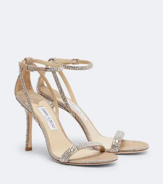 Jimmy Choo London Moza crystal-embellished suede sandals
