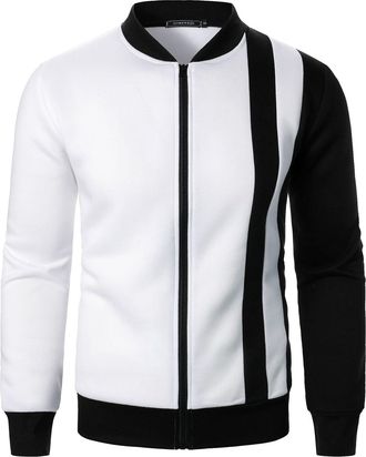 Generic Mens Coats Men Jackets Mens Outdoor Gifts 2024 Mens Casual Fashionable Loose and Trendy Zipper Stand Up Collar Color Blocked Cardigan Jacket Donkey Ja