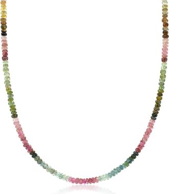 Ross-Simons Multicolored Tourmaline Bead Necklace With 14kt Yellow Gold Magnetic Clasp