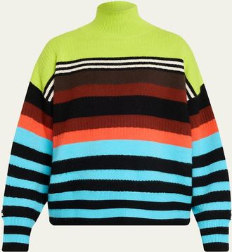 Christopher John Rogers Striped Brushed Wool Turtleneck Sweater