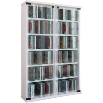 ebuy24 Ebuy24 - Vcm Cd Shelf Wood Gabinete De Cd Con Puertas De Vidrio De Seguridad Esg Para 300 Cd O 130 Dvds 72-videos Dimensiones: Al. 92 X An. 60 X P. 18