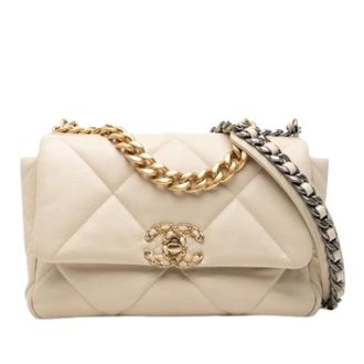 Chanel Pre-owned Medium 19 Flap Bag - Dames - Pre-owned - Beige - Maat: ONE Size Leer
