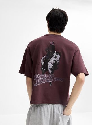 Djab Mens Western graphic cropped T-shirt Oversized fit