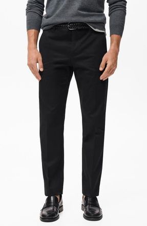 Mango Slim Fit Stretch Cotton Twill Pants in Navy at Nordstrom, Size 32