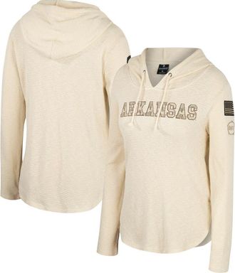 Colosseum Womens Colosseum Cream Arkansas Razorbacks OHT Military Appreciation Casey Raglan Long Sleeve Hoodie T-Shirt at Nordstrom, Size Medium