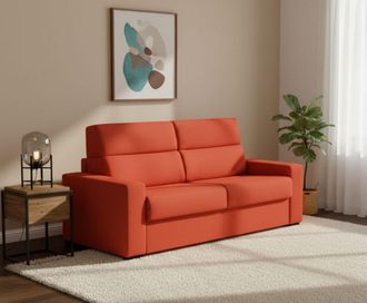 Dmora Dmora - Sof&aacute; Cama 2 Plazas Ecate, Sof&aacute; Convertible Para Sal&oacute;n, Acolchado, Desenfundable, Calidad 100% Made In Italy, 200x95 H100 Cm, Naranja
