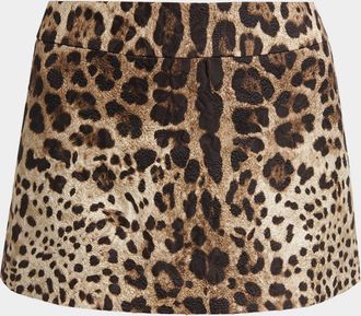Dolce & Gabbana Leopard Brocade Mini Skirt