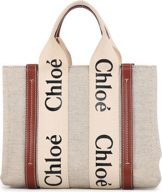 Chlo&eacute; Beige Brown Canvas Leather Handbag Tote Bag (Pre-Owned)