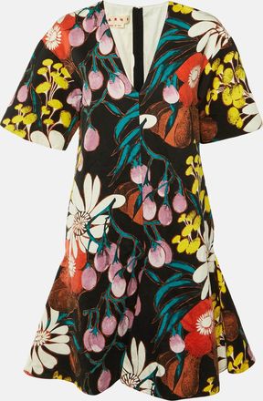 Marni Black Madder Print Cotton & Linen Mini Dress