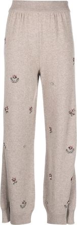 Barrie floral-embroidered cashmere trousers - women - Cashmere - S - Neutrals