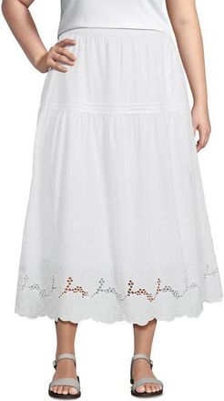 Lands End Voile Eyelet Maxi Skirt in White at Nordstrom, Size 1X