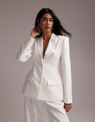 Asos structured blazer with cinched waist in white