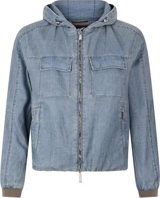 Moorer Denim Jackets, male, Blue, Size: M Elton Jacket