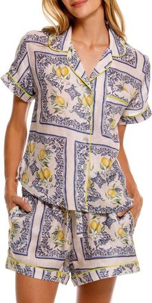 The Lazy Poet Nina Linen Short Pajamas in White at Nordstrom, Size Medium