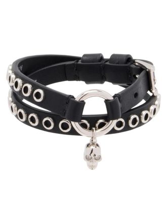 Alexander McQueen Black Skull Wrap Around Bracelet