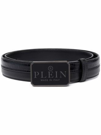 Philipp Plein logo-plaque leather belt - Black