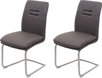 Hhg D&eacute;coshop26 - Juego De 2 Sillas De Comedor De Cocina En Tela Marr&oacute;n Gris&aacute;ceo Y Costuras Decorativas De Acero Inoxidable 040000240