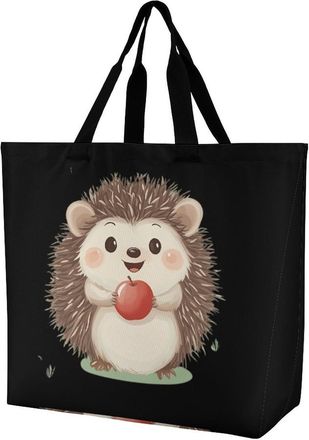 Generic Cute Hedgehog Large Reusable Shopping Bag Lightweight Foldable Tote Bags Washable Shoulder Handbag