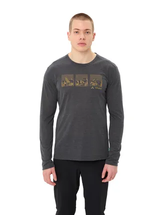 Vaude Langarmshirt VAUDE MENS ROSEMOOR LS T-SHIRT III, Herren, Gr. XXL, schwarz (schwarz, savann), Obermaterial: 75% Polyester, 25% Lyocell (TENCEL), normal