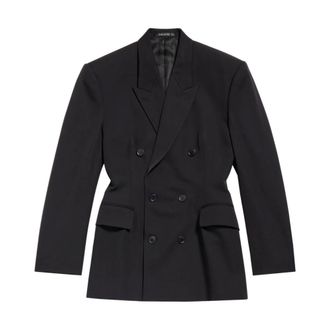 Balenciaga Blazers, female, Black, Size: 2XS Black Wool Dart Jacket