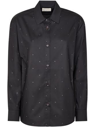 MC2 Saint Barth Classic Black Button-Down Shirt with Strass Embellishments