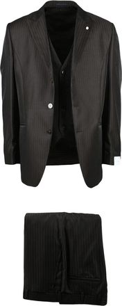 Lubiam Three-Piece Brown Suit With Lam&eacute; Jacket And Matching Vest