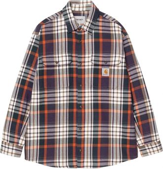 Carhartt Work in Progress Overhemden, Heren, Veelkleurig, L, Katoen, Geruite katoenen overhemd met lange mouwen