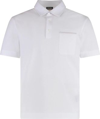 Ermenegildo Zegna Katoenen polo shirt met borstzak - Heren - Polos - Wit - 2XL - Katoen - Tops