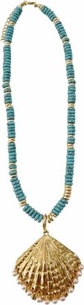 Gemelli Womens Sunlee Beaded Necklace With Shell Pendant In Turquoise