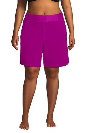 Lands End Plus Size Sunshade UPF 50 9 Board Shorts with Panty in Crimson Rose at Nordstrom, Size 24W