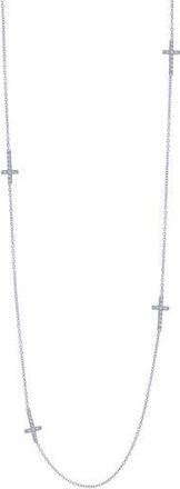 Lafonn Long Cross Station Necklace in Silver at Nordstrom Rack, Size 36