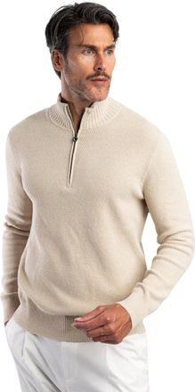 Blue industry trui beige fijn gebreid half zip