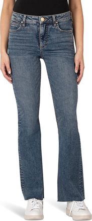Kut from the Kloth Stella High Rise Fab Ab Flare With Raw Hem Jeans In Debonairly